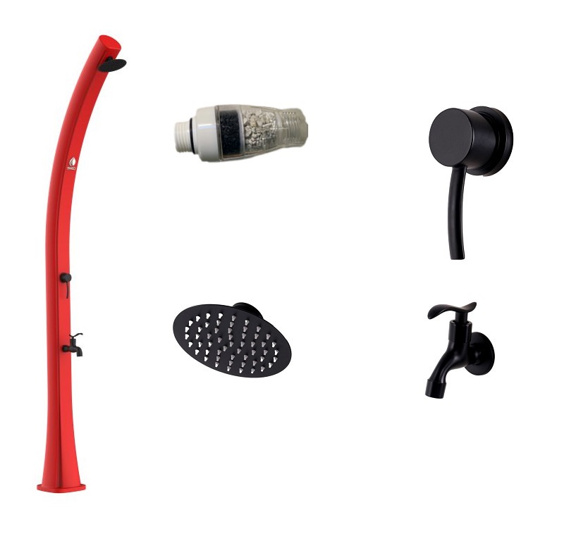Douche rouge pour l`extérieur